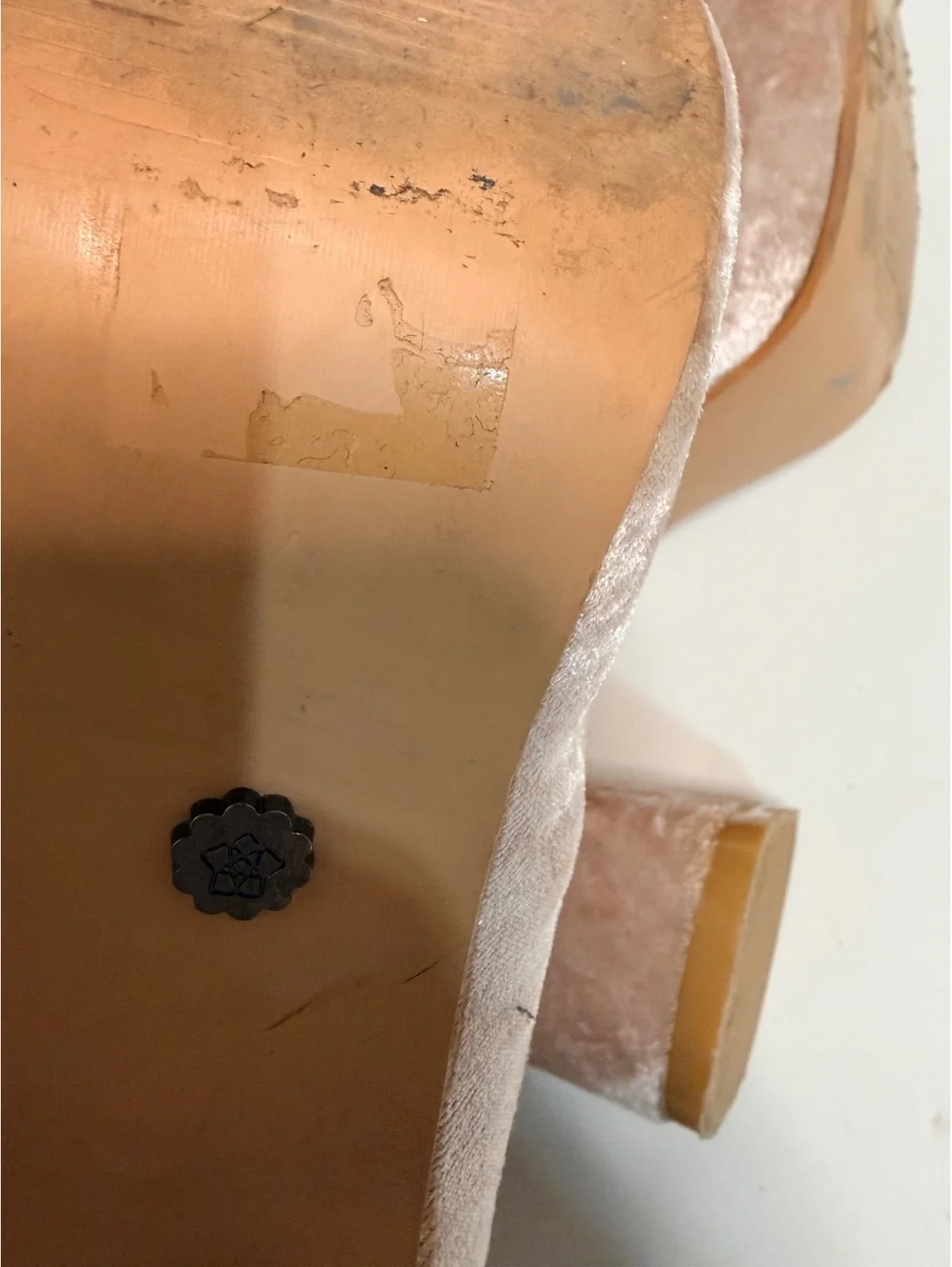 Blush Crushed Velvet Block Heel Boots